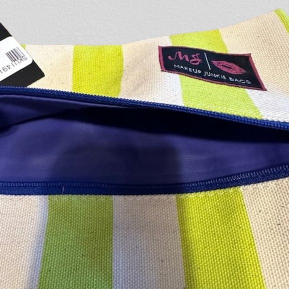 Glam Stripe Makeup Junkie Bag  4289  NWT Boutique - Picture 2 of 4